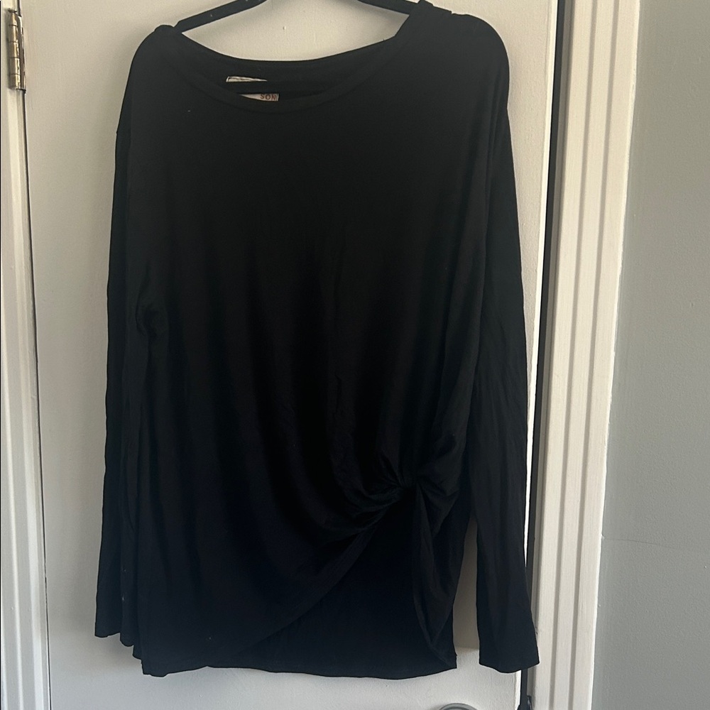 Jackson Rowe Black Long Sleeve Top with Twist Detail